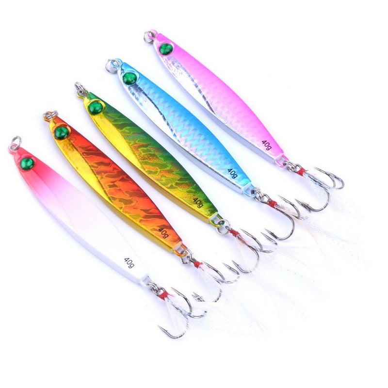 Aorace 10pcs 8.7cm/40g Saltwater Fishing Casting Metal Jig Shore and Boat Jigging Lure Bait Fishing Lures Hard Spoon Treble Hooks Tackle Salmon Bass - Image 4